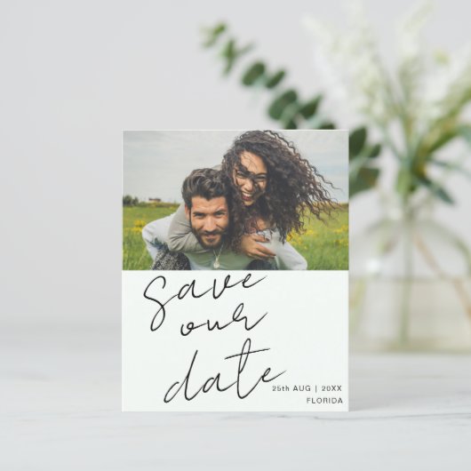 Begroting bespaart onze datum Groene foto bruiloft (Staand voorkant)