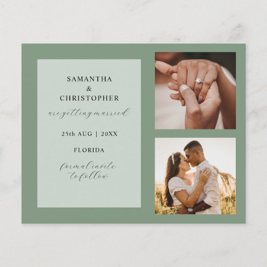 Begroting bespaart onze datum Groene foto bruiloft (Achterkant)