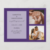 Begroting bespaart onze datum Paarse fotoweddensch (Achterkant)