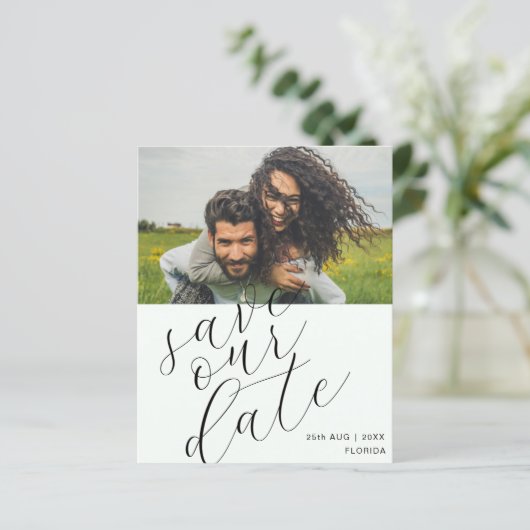 Begroting bespaart onze datum Sage GreenPhoto Wedd (Staand voorkant)