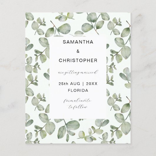 Begroting bespaart onze datum Sage GreenPhoto Wedd (Achterkant)