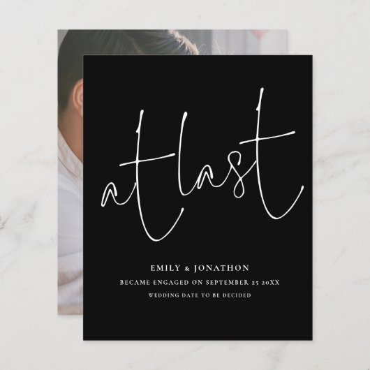 Begroting bij laatste zwart-Script-foto-Verloving (Voorkant / Achterkant)