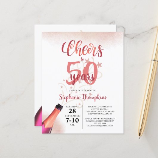 Begroting 'Birthday CHEERT' TOT # JAAR Roos Gold (Voorkant / Achterkant in situ)