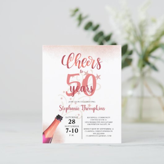 Begroting 'Birthday CHEERT' TOT # JAAR Roos Gold (Staand voorkant)