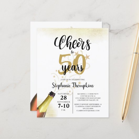 Begroting 'Birthday CHEERT' TOT # JAAR zwart goud (Voorkant / Achterkant in situ)