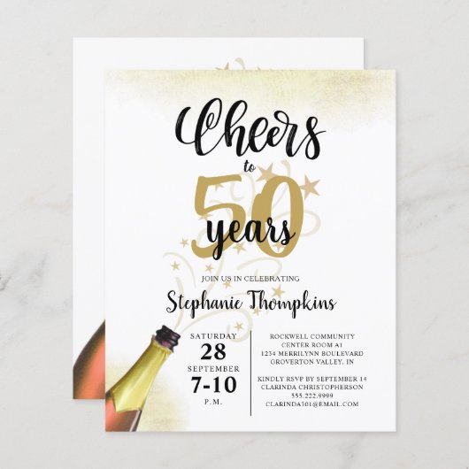 Begroting 'Birthday CHEERT' TOT # JAAR zwart goud (Voorkant / Achterkant)