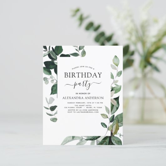 Begroting Birthday Party Spring Botanical Greenery (Staand voorkant)