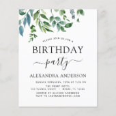 Begroting Birthday Party Spring Botanical Greenery Flyer (Voorkant)