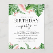 Begroting Birthday Party Tropical Palm Floral (Voorkant)