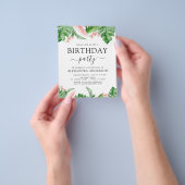 Begroting Birthday Party Tropical Palm Floral Flyer (Hand)