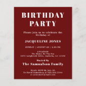 Begroting Birthday Uitnodiging rood wit Flyer (Achterkant)