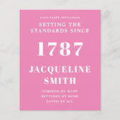 Begroting Birthday Uitnodiging roze Wit Flyer (Voorkant)