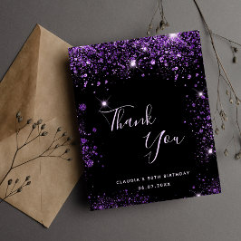 Begroting Birthday zwarte paarse glitter bedankt