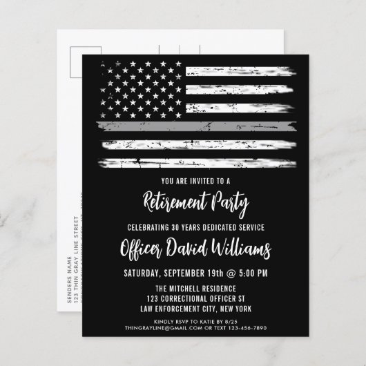 Begroting Black Grey Correction Officer Retirement (Voorkant / Achterkant)