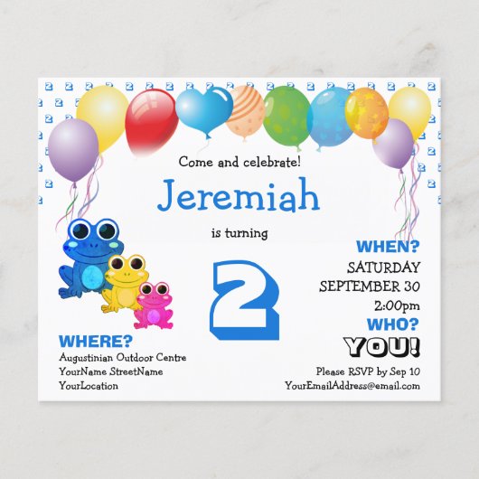 Begroting : Blauwe Boys 2e verjaardag uitnodiging (Voorkant)