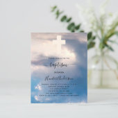 Begroting blauwe hemel jongen kruisuitnodiging (Staand voorkant)