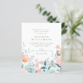 Begroting Blauwgroen Waterverf Floral Baby shower  (Staand voorkant)