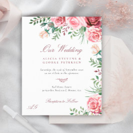 Begroting blush bogundy elegant bruiloft uitnodigi