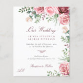 Begroting blush bogundy elegant bruiloft uitnodigi (Voorkant)