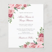 Begroting blush burgundy florale bruiloft uitnodig (Voorkant)