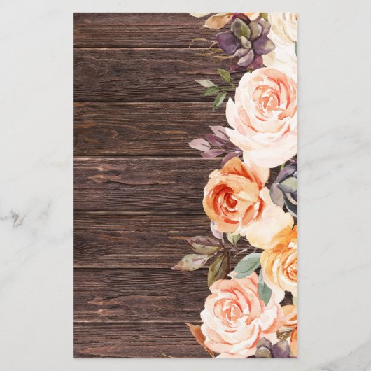 Begroting Blush & Peach Floral Rustial Afstudeerde (Achterkant)