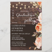 Begroting Blush & Peach Floral Rustial Afstudeerde Flyer (Voorkant)