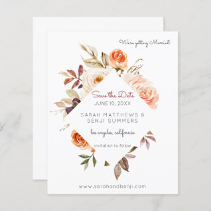 Begroting Blush & Peach Floral Rustic Save the Dat