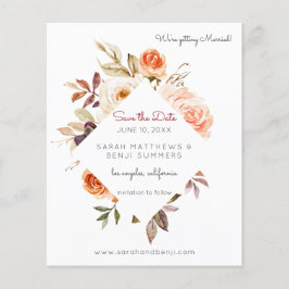 Begroting Blush & Peach Floral Rustic Save the Dat Flyer