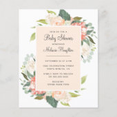 Begroting Blush & Peach Waterverf Floral Baby show (Voorkant)
