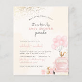 Begroting Blush Pink-ballonauto's op Baby shower (Voorkant)