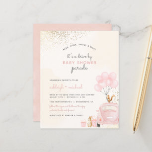 Begroting Blush Pink-ballonauto's op Baby shower