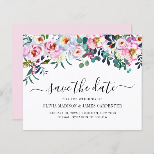 Begroting Blush Pink Eucalyptus Floral Save the Da (Voorkant / Achterkant)