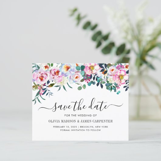 Begroting Blush Pink Eucalyptus Floral Save the Da (Staand voorkant)