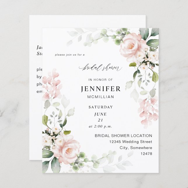 Begroting Blush Pink Eucalyptus Floral Vrijgezelle (Voorkant / Achterkant)