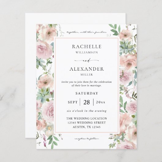 Begroting Blush Pink Floral & Succulent Wedding 2 (Voorkant / Achterkant)