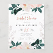 Begroting blush roze floral bridal doucheuitnodigi flyer (Voorkant)