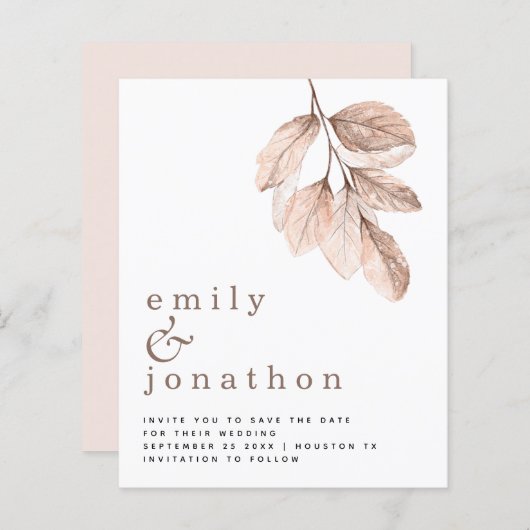 Begroting Blush vertrekt naar datum opslaan (Voorkant / Achterkant)