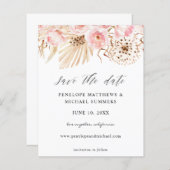 Begroting Bohemian Pink Floral Save the Date (Voorkant / Achterkant)