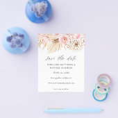 Begroting Bohemian Pink Floral Save the Date Flyer (Enkel)