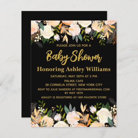 Begroting Boho Baby shower Uitnodiging Genderneutr (Voorkant / Achterkant)