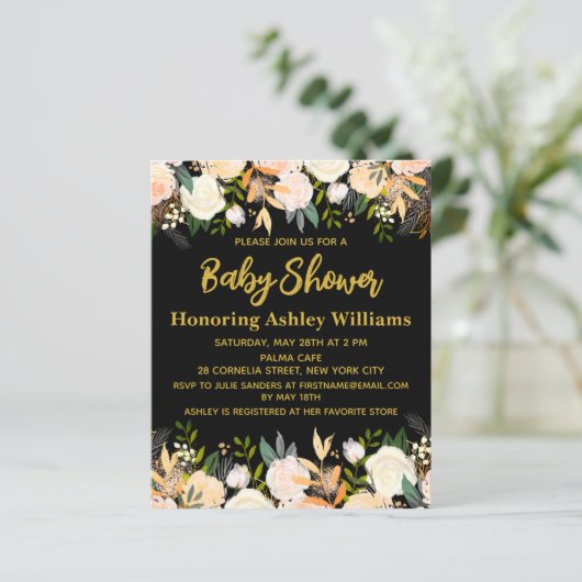 Begroting Boho Baby shower Uitnodiging Genderneutr (Staand voorkant)