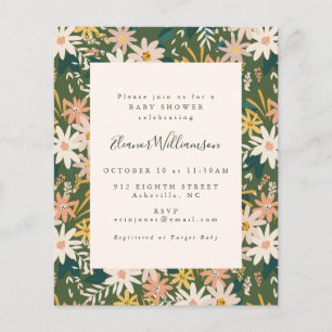 Begroting  Boho Floral Peach Green Baby shower
