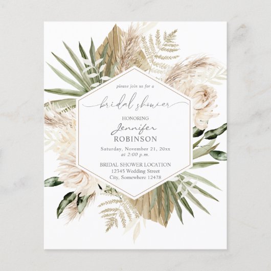 Begroting Boho Pampas Grass & Floral Vrijgezellenf Flyer (Voorkant)