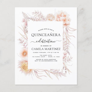 Begroting Boho Quinceañera Dusty Pink 15e verjaard Flyer