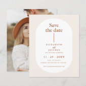 Begroting Boho Terracotta sparen de datum aankondi (Voorkant / Achterkant)