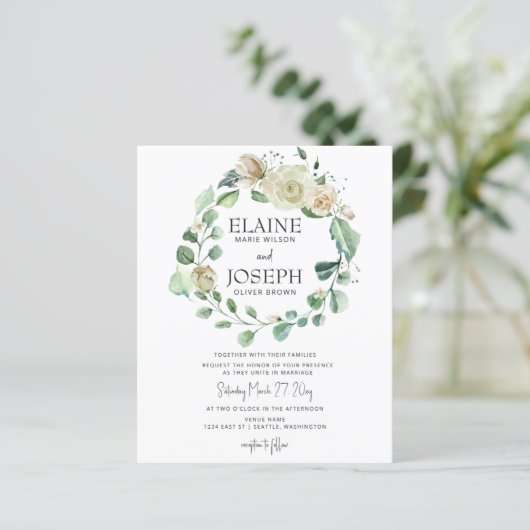 Begroting Botanical Neutral Floral Wedding Invitat (Staand voorkant)