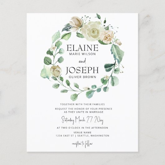 Begroting Botanical Neutral Floral Wedding Invitat (Voorkant)