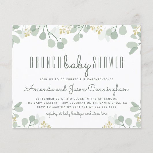 Begroting Botanische Eucalyptus Brunch Baby shower (Voorkant)