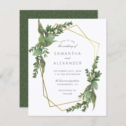 Begroting botanische groen en gouden geometrische  (Voorkant / Achterkant)