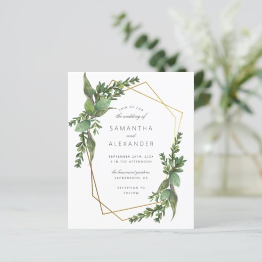 Begroting botanische groen en gouden geometrische (Staand voorkant)